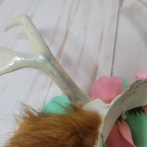 Deer antler NWT floral headband with ears. One size. Pink, teal, silver cream. - Picture 4 of 4